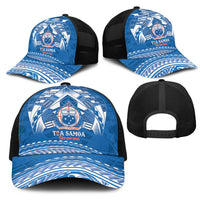 Toa Samoa Rugby Mesh Trucker Cap Uso aso uma Samoan Pattern Blue LT14 - Polynesian Pride
