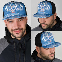 Toa Samoa Rugby Mesh Trucker Cap Uso aso uma Samoan Pattern Blue LT14 - Polynesian Pride