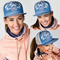 Toa Samoa Rugby Mesh Trucker Cap Uso aso uma Samoan Pattern Blue LT14 - Polynesian Pride