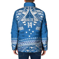 Toa Samoa Rugby Custom Padded Jacket Uso aso uma Samoan Pattern Blue - Polynesian Pride