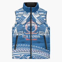 Toa Samoa Rugby Custom Sleeveless Puffer Jacket Uso aso uma Samoan Pattern Blue - Polynesian Pride