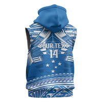 Toa Samoa Rugby Custom Sleeveless Zip Hoodie Uso aso uma Samoan Pattern Blue LT14 - Polynesian Pride