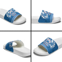 Toa Samoa Rugby Custom Slide Sandals Uso aso uma Samoan Pattern Blue - Polynesian Pride