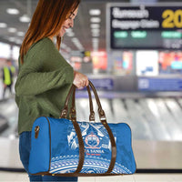 Toa Samoa Rugby Custom Travel Bag Uso aso uma Samoan Pattern Blue - Polynesian Pride