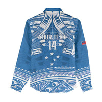 Toa Samoa Rugby Custom Women Casual Shirt Uso aso uma Samoan Pattern Blue - Polynesian Pride
