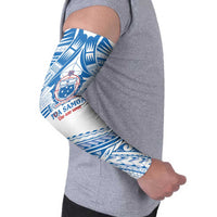 Toa Samoa Rugby Custom Arm Sleeves Uso aso uma Samoan Pattern White LT14 - Polynesian Pride