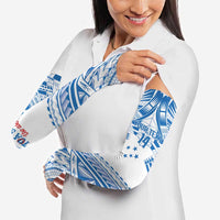 Toa Samoa Rugby Custom Arm Sleeves Uso aso uma Samoan Pattern White LT14 - Polynesian Pride