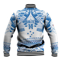 Toa Samoa Rugby Custom Baseball Jacket Uso aso uma Samoan Pattern White - Polynesian Pride