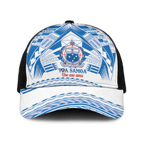 Toa Samoa Rugby Baseball Net Cap Uso aso uma Samoan Pattern White LT14 One Size Black White - Polynesian Pride