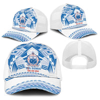 Toa Samoa Rugby Baseball Net Cap Uso aso uma Samoan Pattern White LT14 - Polynesian Pride
