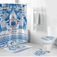 Toa Samoa Rugby Custom Bathroom Set Uso aso uma Samoan Pattern White - Polynesian Pride