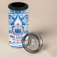 Toa Samoa Rugby Custom 4 in 1 Can Cooler Tumbler Uso aso uma Samoan Pattern White - Polynesian Pride
