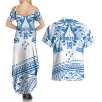 Toa Samoa Rugby Custom Couples Matching Summer Maxi Dress and Hawaiian Shirt Uso aso uma Samoan Pattern White - Polynesian Pride