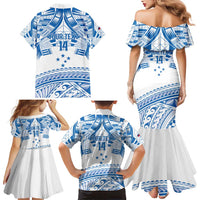 Toa Samoa Rugby Custom Family Matching Mermaid Dress and Hawaiian Shirt Uso aso uma Samoan Pattern White - Polynesian Pride