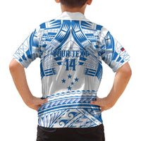 Toa Samoa Rugby Custom Family Matching Off The Shoulder Long Sleeve Dress and Hawaiian Shirt Uso aso uma Samoan Pattern White - Polynesian Pride