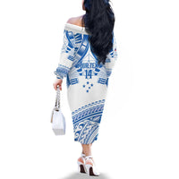 Toa Samoa Rugby Custom Family Matching Off The Shoulder Long Sleeve Dress and Hawaiian Shirt Uso aso uma Samoan Pattern White - Polynesian Pride