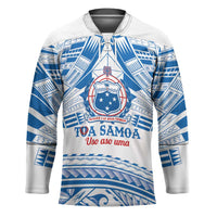 Toa Samoa Rugby Custom Hockey Jersey Uso aso uma Samoan Pattern White - Polynesian Pride