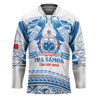 Toa Samoa Rugby Custom Hockey Jersey Uso aso uma Samoan Pattern White LT14 Unisex White - Polynesian Pride