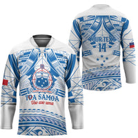 Toa Samoa Rugby Custom Hockey Jersey Uso aso uma Samoan Pattern White LT14 - Polynesian Pride