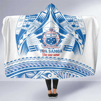 Toa Samoa Rugby Custom Hooded Blanket Uso aso uma Samoan Pattern White - Polynesian Pride