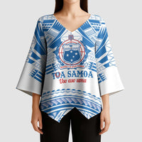 Toa Samoa Rugby Custom Kimono Sleeve Blouse Uso aso uma Samoan Pattern White - Polynesian Pride