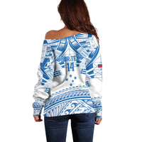 Toa Samoa Rugby Custom Off Shoulder Sweater Uso aso uma Samoan Pattern White - Polynesian Pride