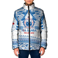 Toa Samoa Rugby Custom Padded Jacket Uso aso uma Samoan Pattern White - Polynesian Pride