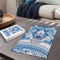 Toa Samoa Rugby Custom Puzzle Uso aso uma Samoan Pattern White - Polynesian Pride