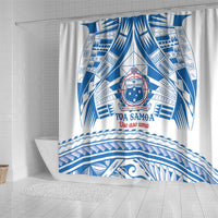 Toa Samoa Rugby Custom Shower Curtain Uso aso uma Samoan Pattern White - Polynesian Pride