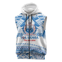 Toa Samoa Rugby Custom Sleeveless Zip Hoodie Uso aso uma Samoan Pattern White LT14 White - Polynesian Pride