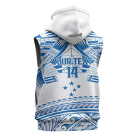 Toa Samoa Rugby Custom Sleeveless Zip Hoodie Uso aso uma Samoan Pattern White LT14 - Polynesian Pride