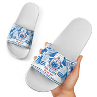 Toa Samoa Rugby Custom Slide Sandals Uso aso uma Samoan Pattern White - Polynesian Pride