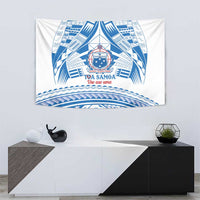 Toa Samoa Rugby Custom Tapestry Uso aso uma Samoan Pattern White - Polynesian Pride