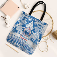 Toa Samoa Rugby Custom Tote Bag Uso aso uma Samoan Pattern White - Polynesian Pride