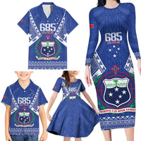 Personalised Samoa 685 Family Matching Long Sleeve Bodycon Dress and Hawaiian Shirt Samoan Pride Coat Of Arms - Polynesian Pride