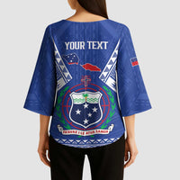 Personalised Samoa 685 Kimono Sleeve Blouse Samoan Pride Coat Of Arms LT14 - Polynesian Pride