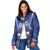 Personalised Samoa 685 Padded Jacket Samoan Pride Coat Of Arms LT14 Women Blue - Polynesian Pride