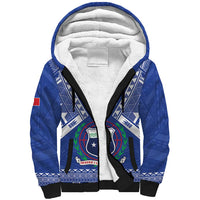 Personalised Samoa 685 Sherpa Hoodie Samoan Pride Coat Of Arms LT14 Unisex Blue - Polynesian Pride