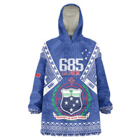 Personalised Samoa 685 Wearable Blanket Hoodie Samoan Pride Coat Of Arms LT14 One Size Blue - Polynesian Pride