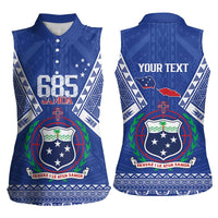 Personalised Samoa 685 Women Sleeveless Polo Shirt Samoan Pride Coat Of Arms LT14 - Polynesian Pride