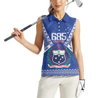 Personalised Samoa 685 Women Sleeveless Polo Shirt Samoan Pride Coat Of Arms LT14 - Polynesian Pride