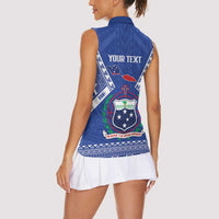 Personalised Samoa 685 Women Sleeveless Polo Shirt Samoan Pride Coat Of Arms LT14 - Polynesian Pride