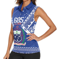 Personalised Samoa 685 Women Sleeveless Polo Shirt Samoan Pride Coat Of Arms LT14 - Polynesian Pride