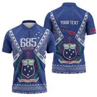 Personalised Samoa 685 Zipper Polo Shirt Samoan Pride Coat Of Arms LT14 - Polynesian Pride