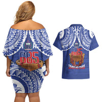Toa Samoa Rugby Couples Matching Off Shoulder Short Dress and Hawaiian Shirt 685 Pride Tanoa Ula Fala - Polynesian Pride
