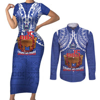 Toa Samoa Rugby Couples Matching Short Sleeve Bodycon Dress and Long Sleeve Button Shirt 685 Pride Tanoa Ula Fala - Polynesian Pride