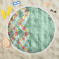 Menthol Green Aloha Hawaii Tiki Beach Blanket Tropical Plumeria - Seamless Style LT14 One Size 150cm Green - Polynesian Pride