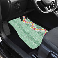 Menthol Green Aloha Hawaii Tiki Car Mats Tropical Plumeria - Seamless Style