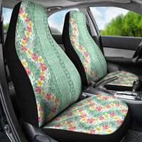 Menthol Green Aloha Hawaii Tiki Car Seat Cover Tropical Plumeria - Seamless Style