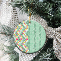Menthol Green Aloha Hawaii Tiki Ceramic Ornament Tropical Plumeria - Seamless Style LT14 - Polynesian Pride